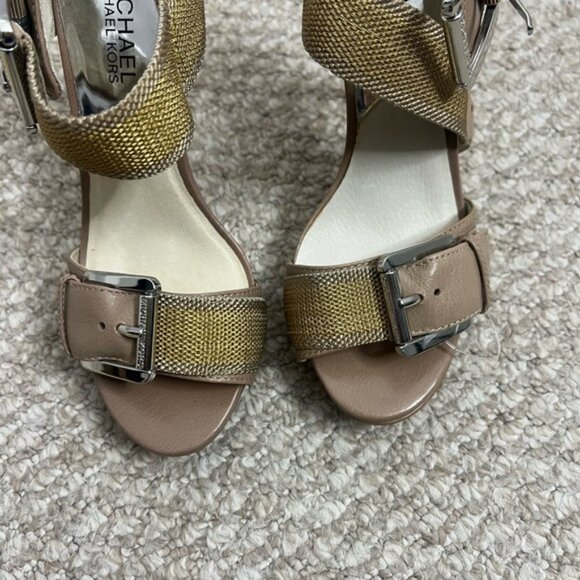 Michael Kors Faith Sandal Heels taupe/gold size 7 - Picture 2 of 13